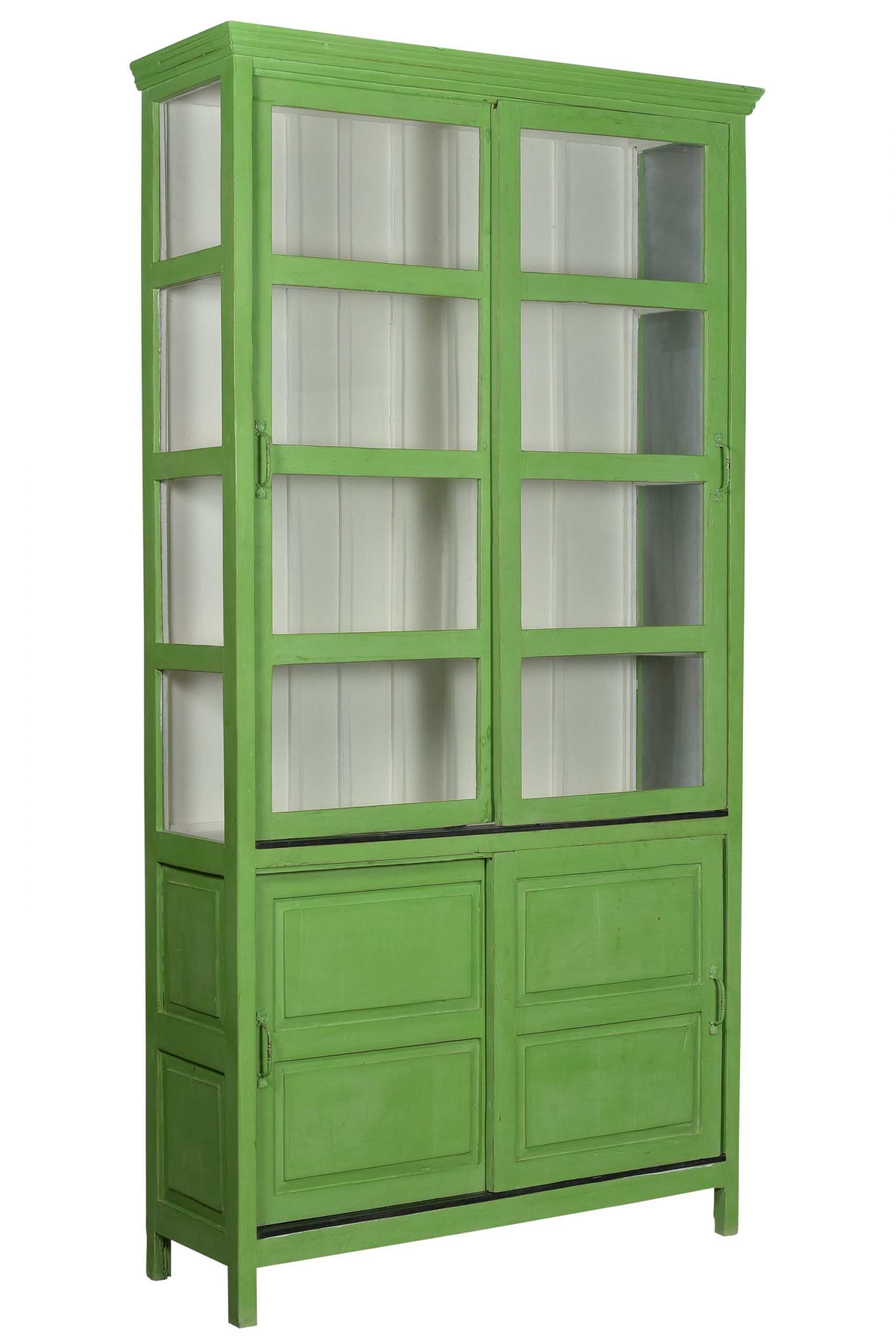Gemaakt van breken Citaat Prominent groene India vitrinekast, met mooie panelen, dichte deurtjes  beneden, boven glas Nr. 18B 0 kopen • Kast van Klaas Leiden